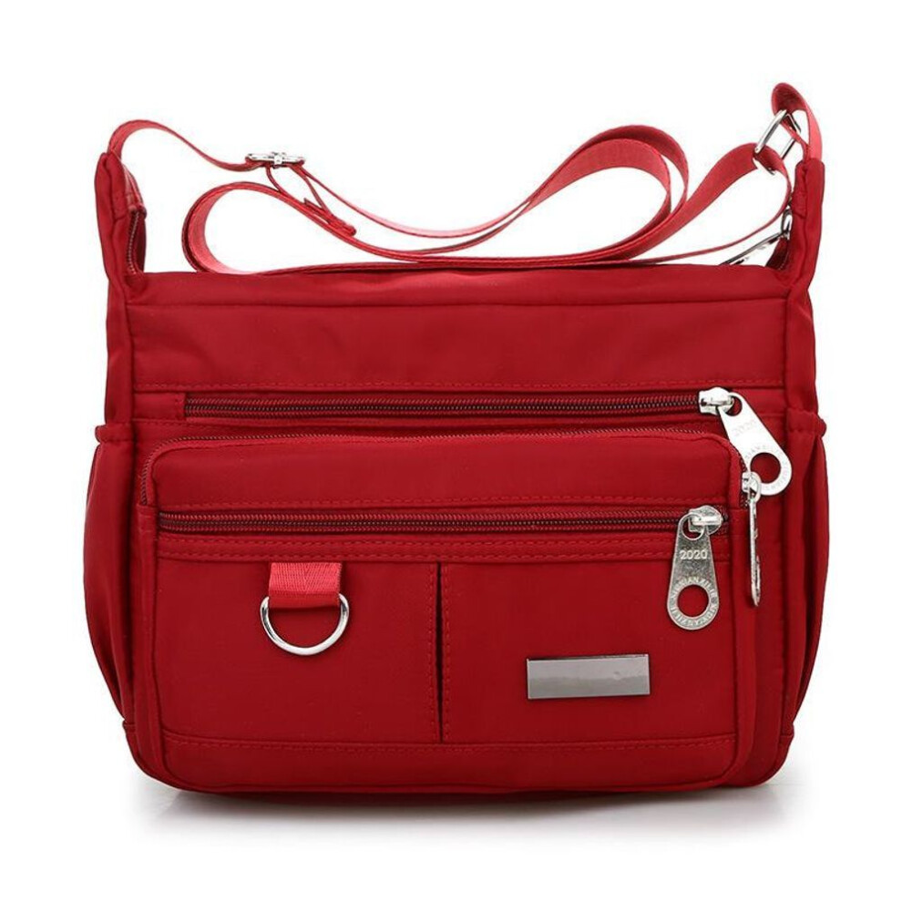 (red) "women's Waterproof Nylon Messenger & Backpack Canvas Shoulder Bag
