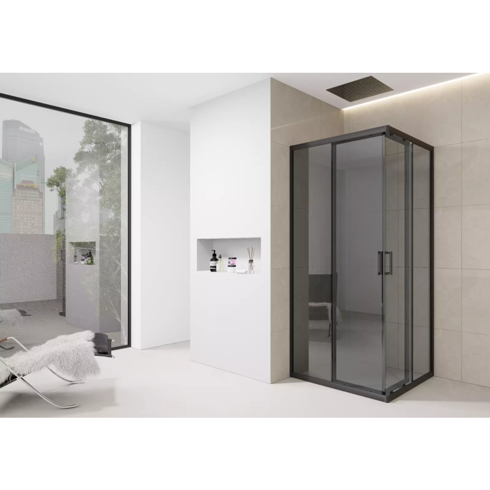 (800Mm Corner Enclosure) Corner Shower Enclosure Black Tint Sliding Doors Walk-In Cubicle 700Mm 800Mm 900Mm 5061088203559
