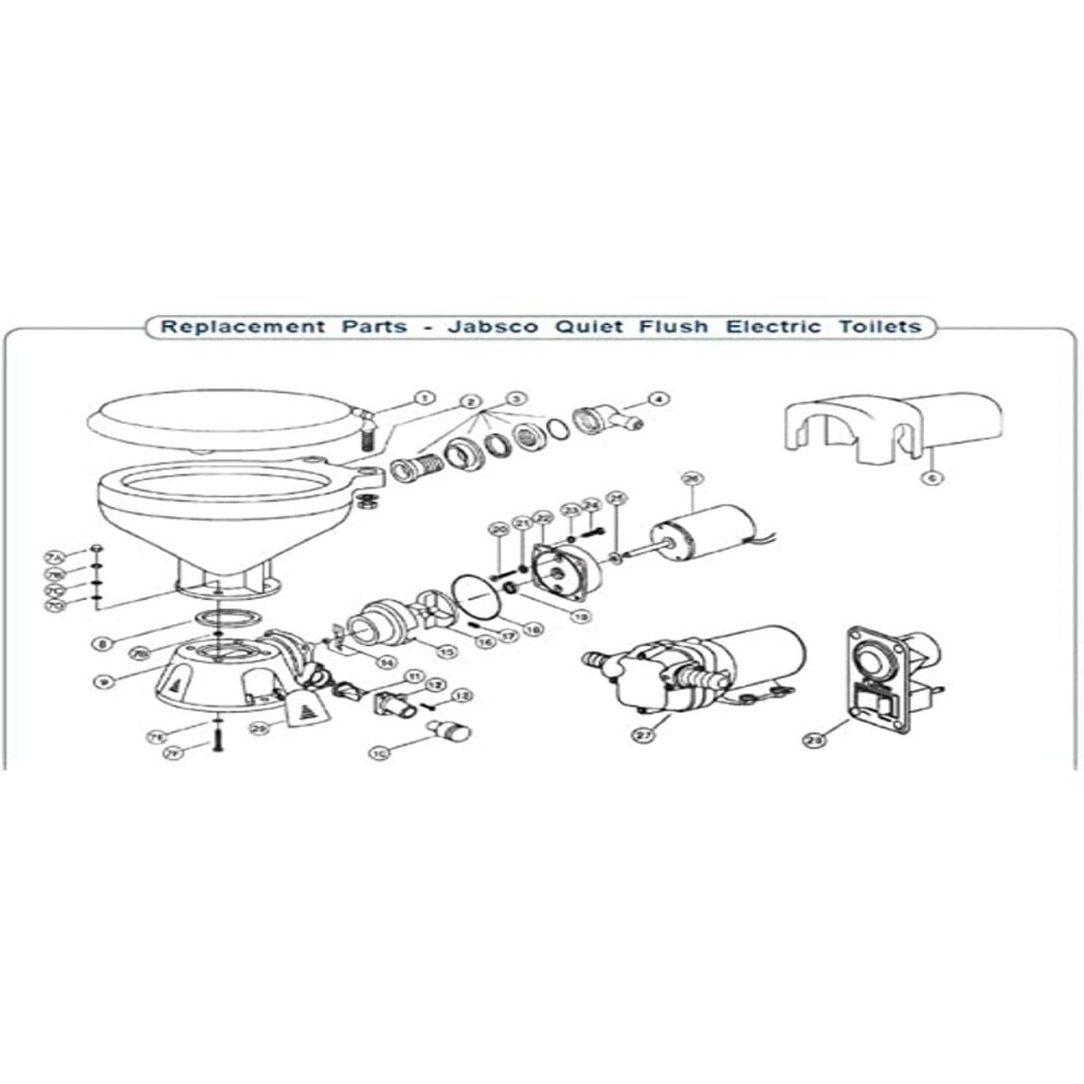 Jabsco Toilet Seat, Lid & Hinge Set, Wood 29127-1000 Toilet Seat, Lid & Hinge Set, Wood 671880530651