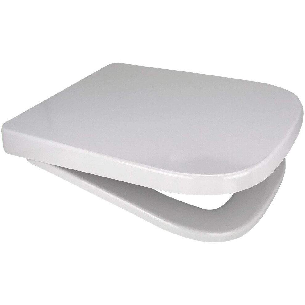 Euroshowers Square Shaped Soft Close Toilet Seat Square Top & Bottom Fix No Slip Fittings