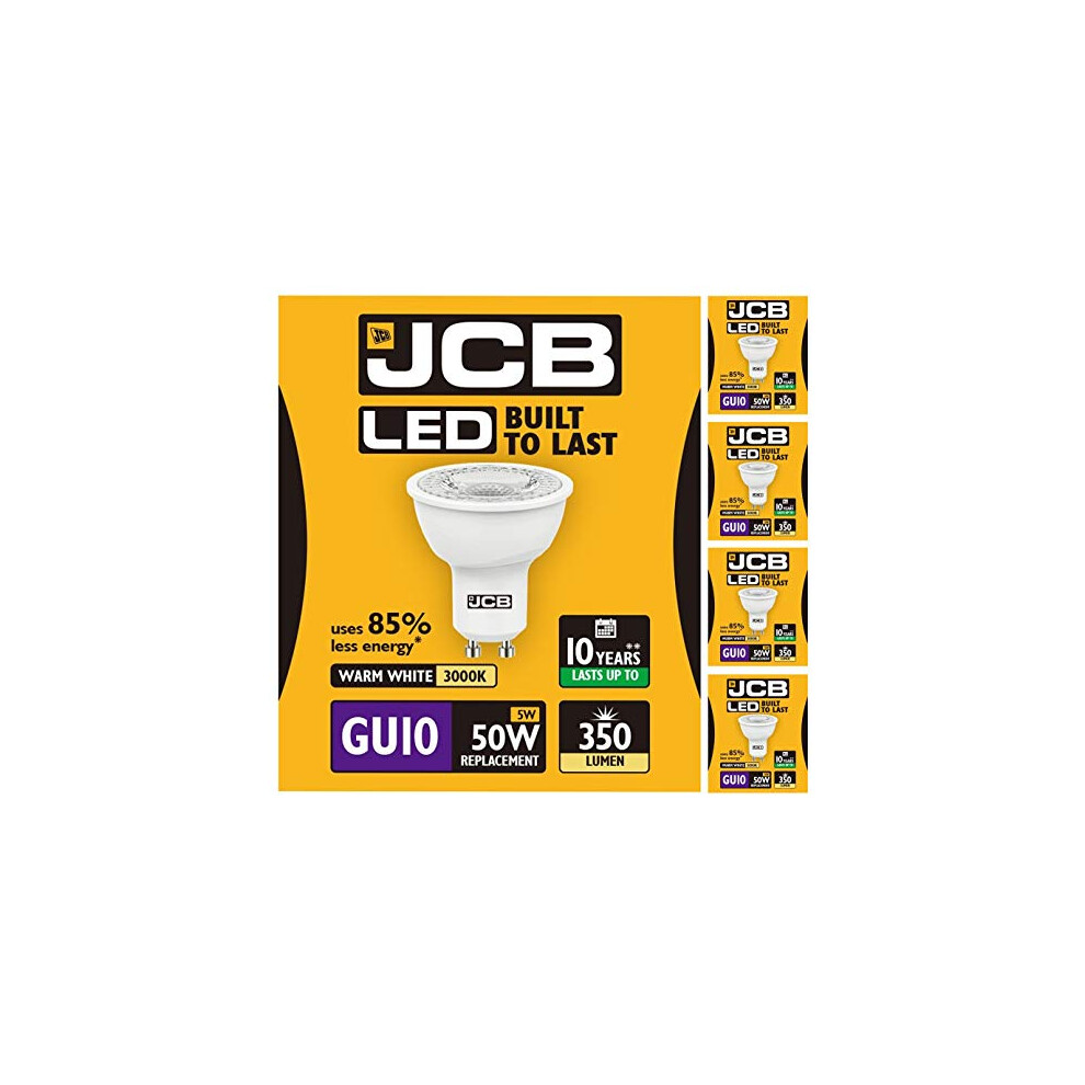 JCB 3w = 35w / 5w = 50w LED GU10 100deg 3000k (Warm) / 6500k (Daylight) ([5 Pack] 5w (50w), 3000k (Warm White))