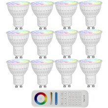 Mi-Light Wireless RF Remote Control 4W Colour Changing RGB-CCT GU10 Led Spotlight with Warm White and Cool White Dimming