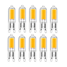 WULUN 10-Pack G9 2W LED Bulbs,25W Halogen G9 Light Bulbs Replacement,G9 2W COB LED Energy Saving Bulbs,Warm White 3000K LED Lamps,AC 220-240V,360?Beam
