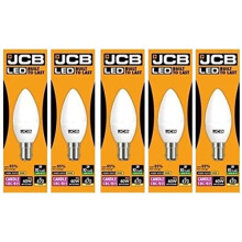5 X JCB 6w = 40w LED Opal Candles - 3000k - Warm White (6w = 40w, Small Bayonet Cap (SBC) [Energy Class A+]