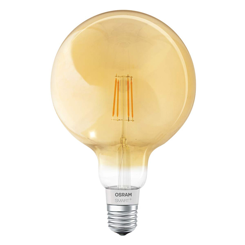 OSRAM SMART+ LED Filament Globe Gold, Bluetooth Lamp with E27 Socket, dimmable, for 50W Light Bulb, warm white