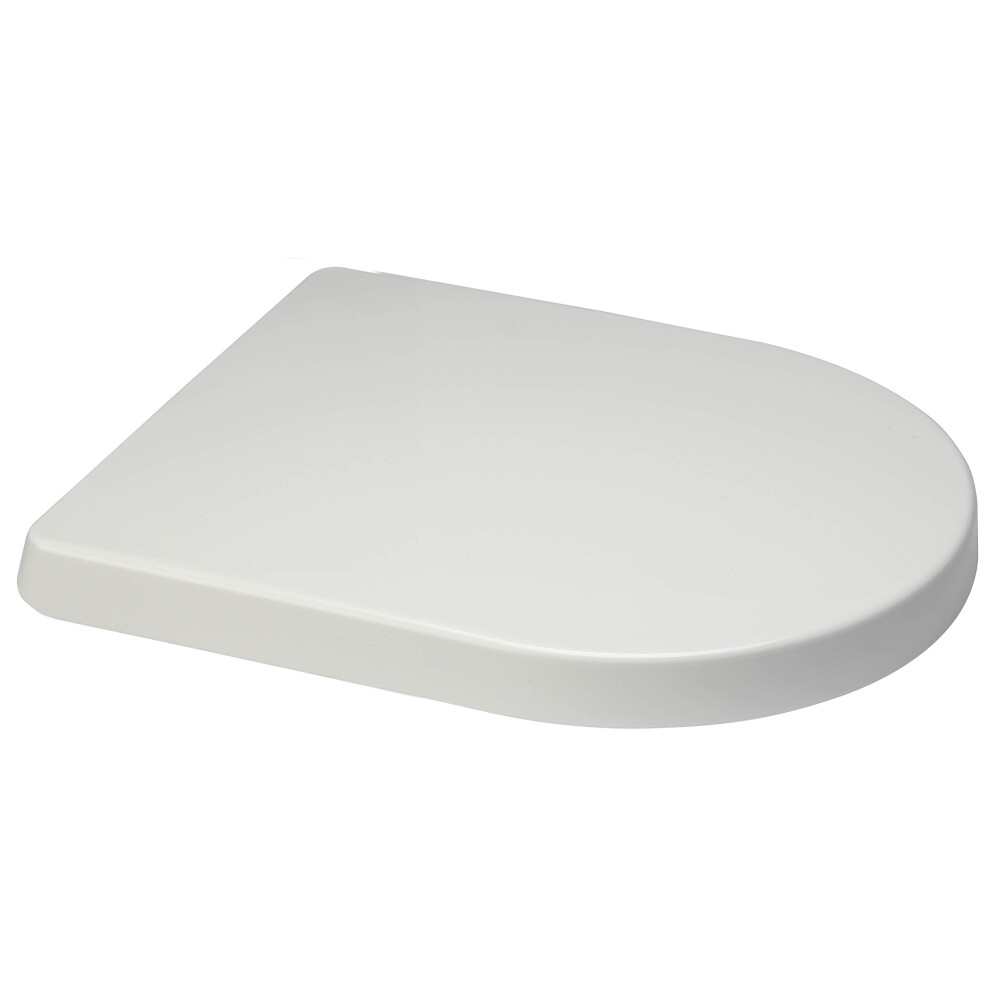 TOP AND STANDARD FIX, SHORT/MIDDLE/LONG PROJECTION D Shape One Button Quick Release Soft Close White Toilet Seat (SHORT COMPACT PROJECTION)