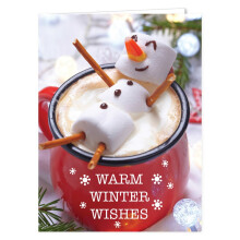Cocoa Snögubbe Julkort Pack / 25 Vinterhälsningar Kort Set/Varma Choklad Marshmallows Design