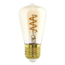 EGLO Dimmable E27 LED, amber vintage spiral filament light bulb, piston-shaped Edison lamp for retro lighting, 4 watt (equivalent to 15 watt), 145