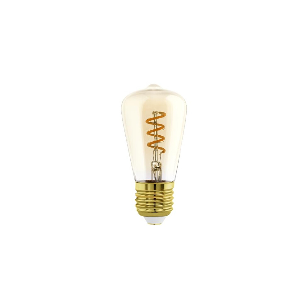 Eglo Dimmable E27 Led, Vintage Spiral Filament Bulb, Piston-Shaped Edison Lamp For Retro Lighting, 4 Watt (Equivalent To 15 Watt), 145 Amber/Light