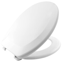 BEMIS Ashford Thermoplastic White Toilet Seat. Non Slip Toilet Seat with Universal Adjustable Plastic Hinges. Recyclable, Easy to Clean & Quick