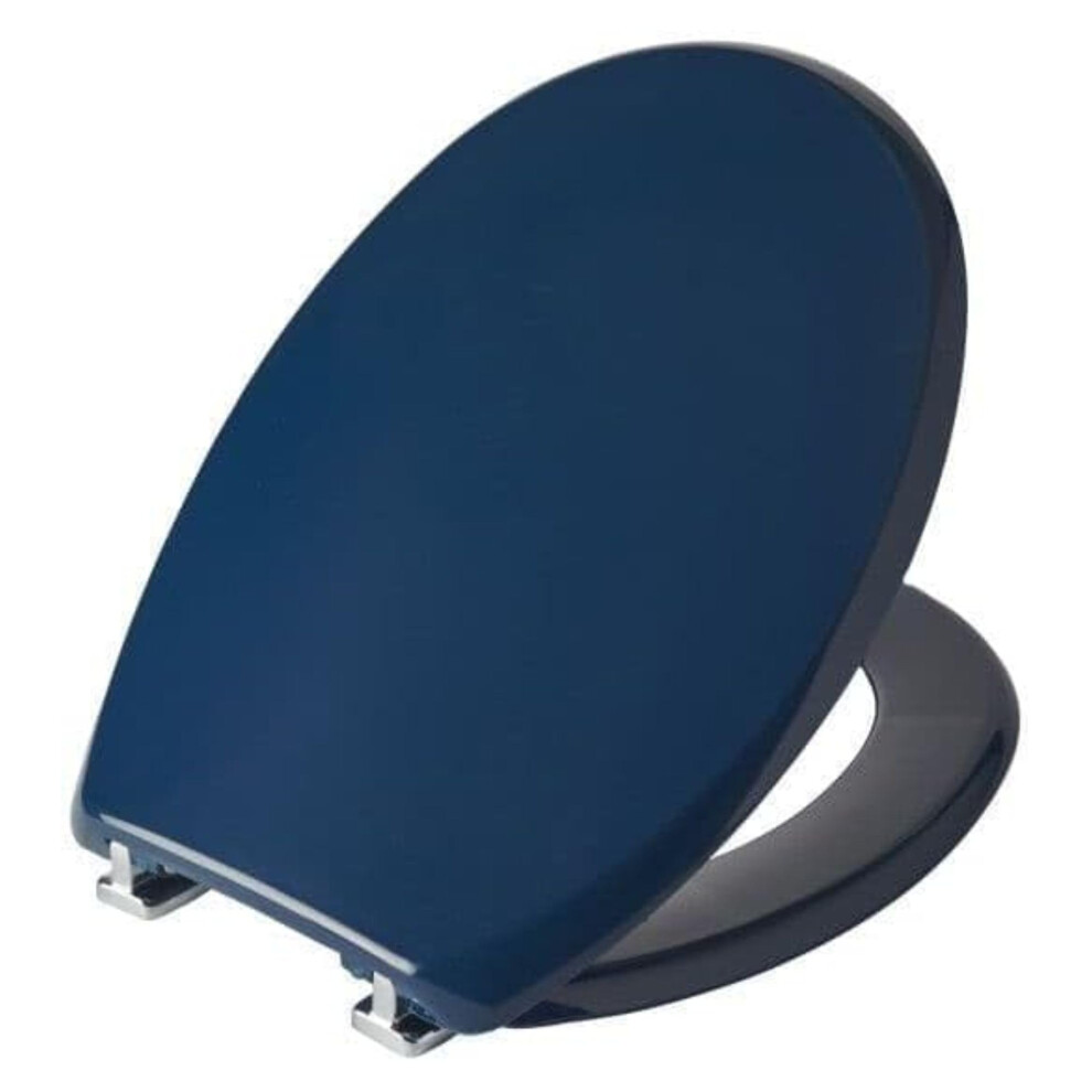 Bemis Buxton Ultra-Fix Thermoplastic Indigo Blue Toilet Seat. Non Slip Toilet Seat with Adjustable Chrome Hinges. Plastic Toilet Seat, Universal