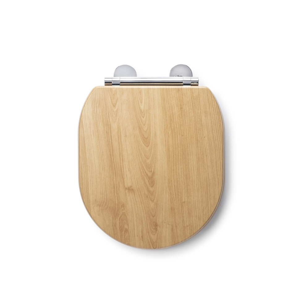 Croydex Bolsena Wooden Toilet Seat - Soft Close and Quick Release Button for Easy Cleaning, Adjustable Hinges with Top and Bottom Fixings Included,