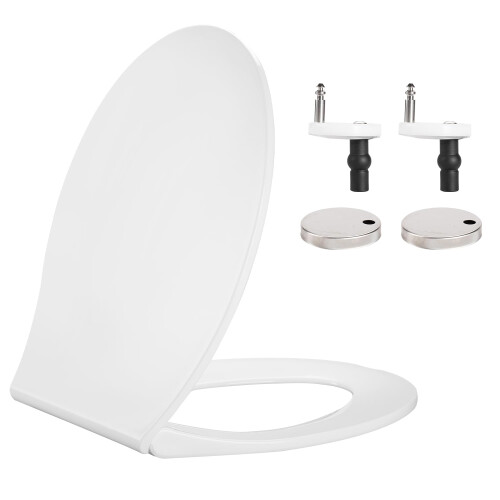Hanra Oval Toilet Seat, Soft Close Toilet Seat with Quick Removal Feature for Easy Cleaning, Standard Toilet Seat White with Adjustable Top Fix