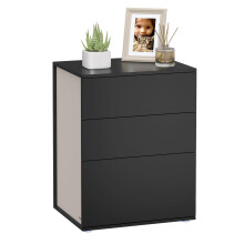 VASAGLE Superfast Toolless Assembly, Bedside Table, Nightstand with 3 Storage Drawers, Side Table, Modern Minimalist, Bedroom Living Room, Ink Black