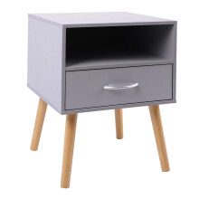Joolihome Bedside Table, Wooden Nightstand Lamp Desk with Handled Drawer and Open Front Shelf Storage Compartment, Sofa End Table for Home, Office,