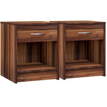 CASARIA 2x Bedside Table Nightstand | 50x40x35cm | Drawer | End Side Table | Bedroom Storage Unit | Brown | Cabinet Chest | Furniture | Small Slim