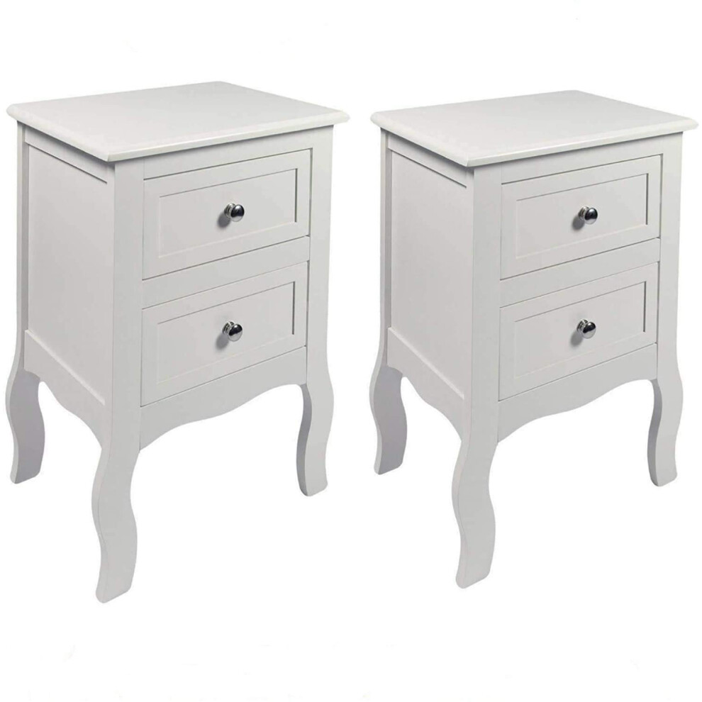 Hygrad Built To Survive Hygrad 2 X Chic Wooden Free Standing Bedroom Bedside Table Unit Cabinet Nightstand 2 Drawers, Bedside Table With Storage Cabinet For White
