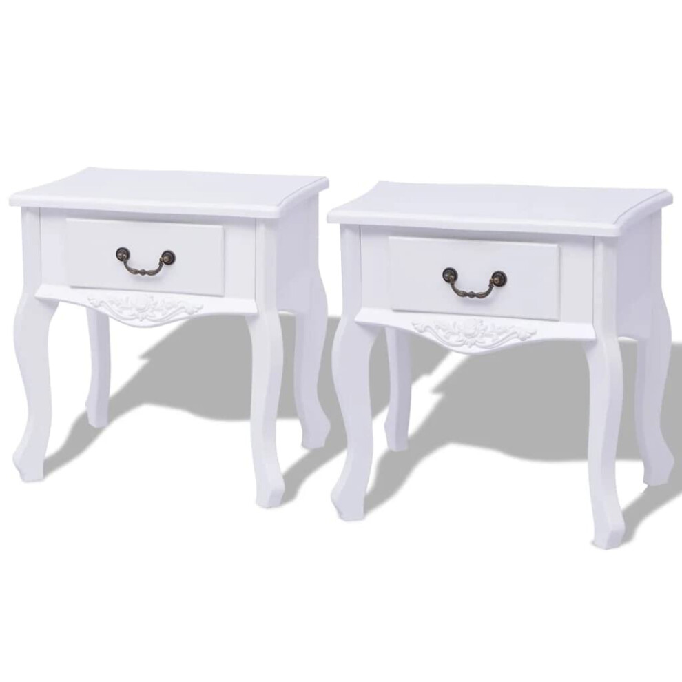 New Vidaxl 2X Bedside Cabinets Mdf Nightstand Side End Table With A Drawer White Safers-Hülle-1702