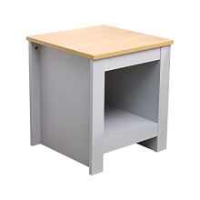 Homemade Design Wooden Lamp Table Small Side Table with Storage Shelf Coffee Table Bedroom Bedside Table Nightstand (grey)