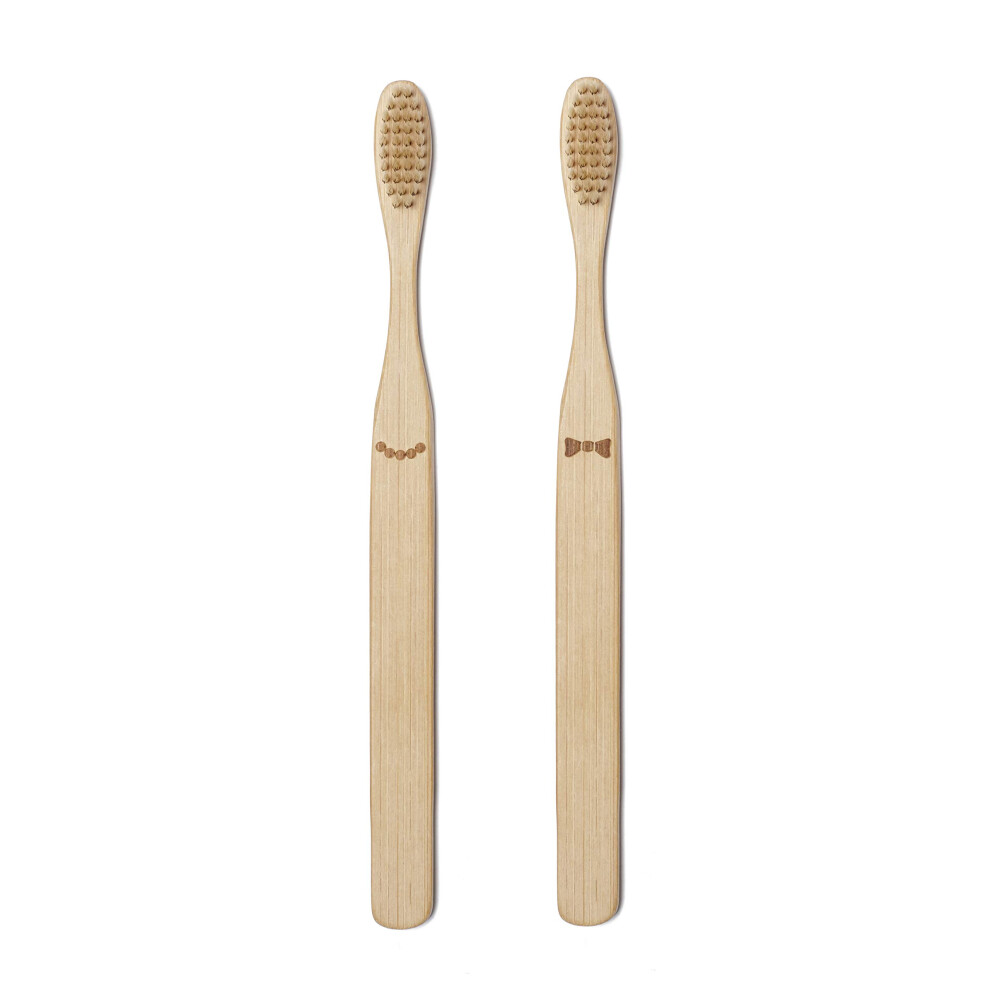 Kikkerland His & Hers Bamboo Toothbrush Set Of 2