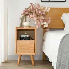 Cttasty Night Stand, Solid Wood Nightsatnd with One Drawer & Open Shelf, Mid Century Modern Nightstand, Durable & Sturdy Small End Table, 11.81 W x