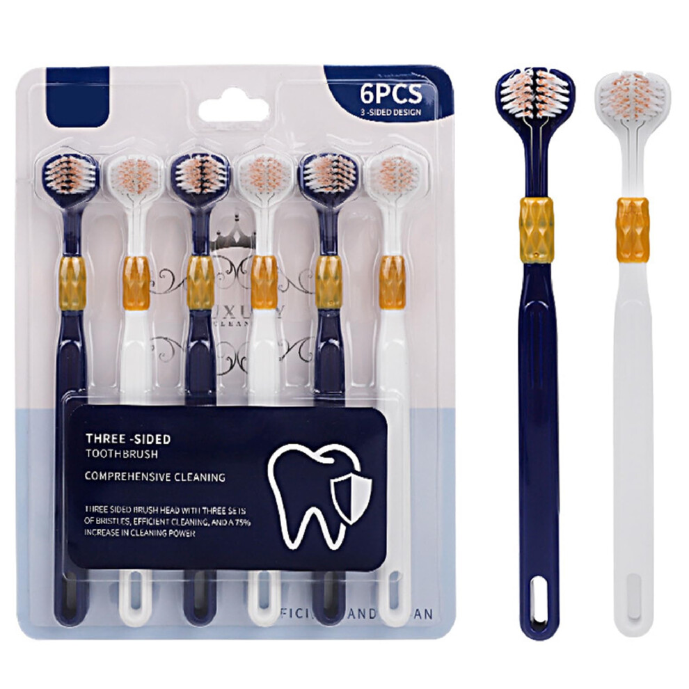 Vommerie Pack of 6 2025 Upgraded 3-Sided Adult Toothbrush 360? Teeth & Tongue Cleaner | Ultra-Soft Bristles | Ergonomic Grip-image-OPC-PGCB2JR-NEW