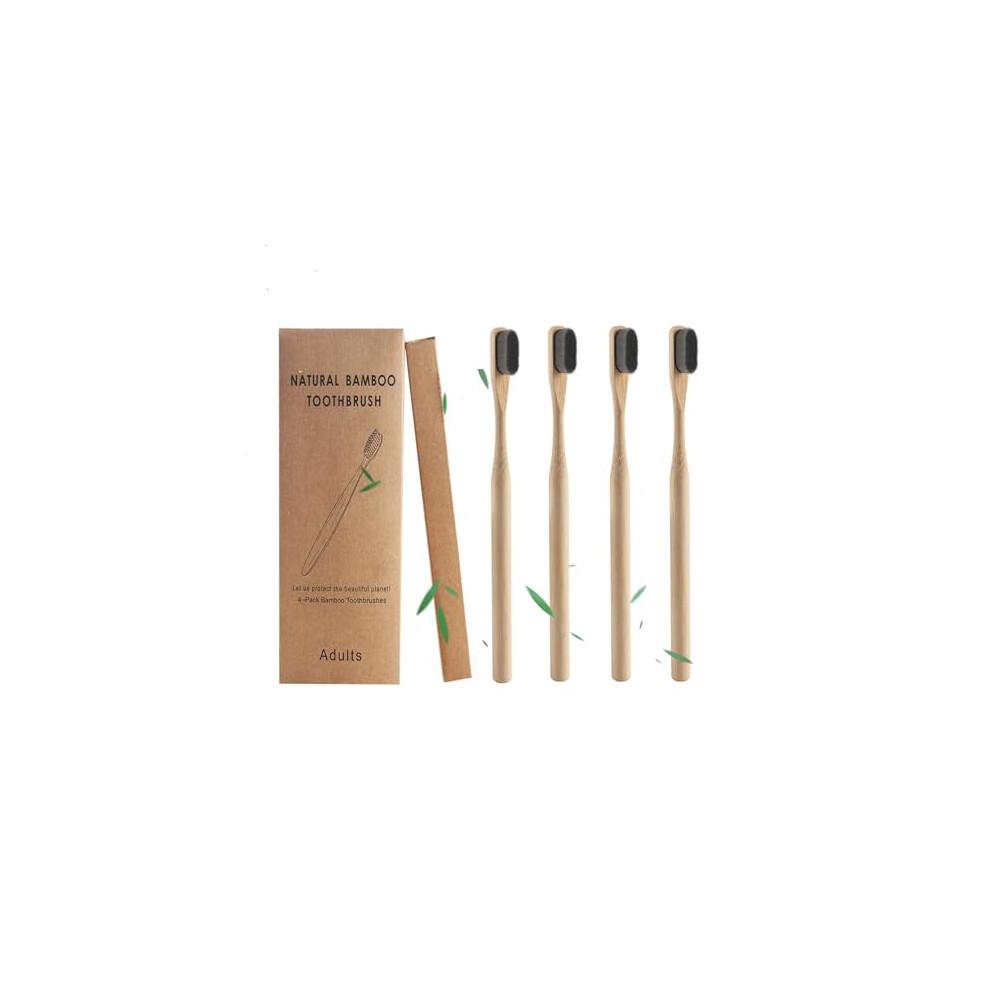 Jieyuchu 4 Pcs Bamboo Toothbrush With Soft Bristles, Bamboo Micro-Nano Toothbrushes, Natural Wooden Toothbrush With 20000 Bristles Designed For