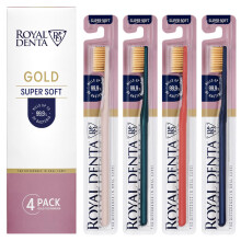 Royal Denta Extra Soft Toothbrushes for Adults Multipack for Sensitive Teeth and Gums with Gold Particles Against Bacteria