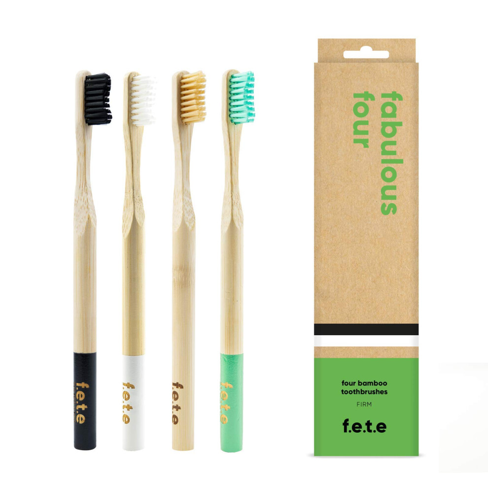 From Earth To Earth F.e.t.e | Fabulous Four Bamboo Toothbrush Multipack | Biodegradable Handle | Recyclable Firm Bristles | Sustainable | Vegan