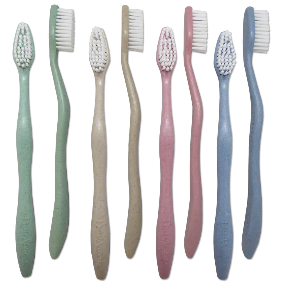 Dental Aesthetics Wheat Straw Toothbrushes X 8 ~ Family Bulk Pack Individually Packed