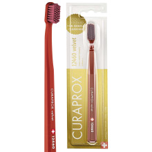 Curaprox CS 12460 Velvet Toothbrush - Ultra Soft Manual Toothbrush for Adults with 12460 Super Soft CUREN Bristles - Copper Red/Bordeaux Red