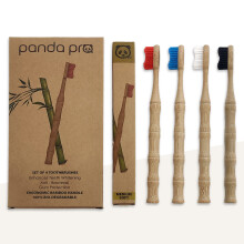 Natural Bamboo Toothbrushes (4 Pack) - Eco Friendly Gifts - Medium Soft BPA Free Anti-Bacterial Charcoal Infused Tapered Bristles - Teeth whitening -