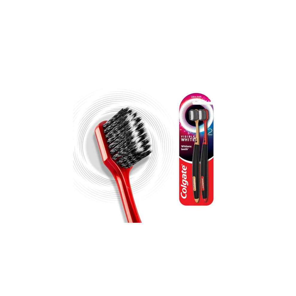 Colgate Visible White O2 Manual Toothbrush for adults- 2 Pcs, Helps prevent Bad Breath, Cavities, Enamel & Gum Problems.