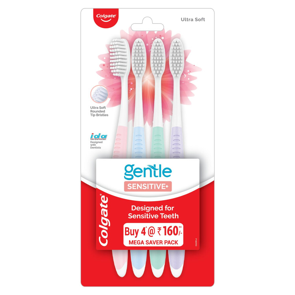 Colgate Sensitive Toothbrush - Pack Of 4 - Ultra Soft Bristles Take Care Of Sensitive Teeth And Gums - India