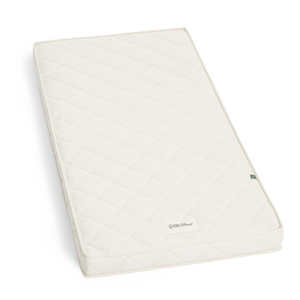 The Little Sheep Twist Cot Bed, Breathable Mattress (For Boori Crib), 77 X 132 Cm, Coconut Coir, Cotton, Wool, Latex, Colour, To Fit 77Cm X Green The Little Green Sheep