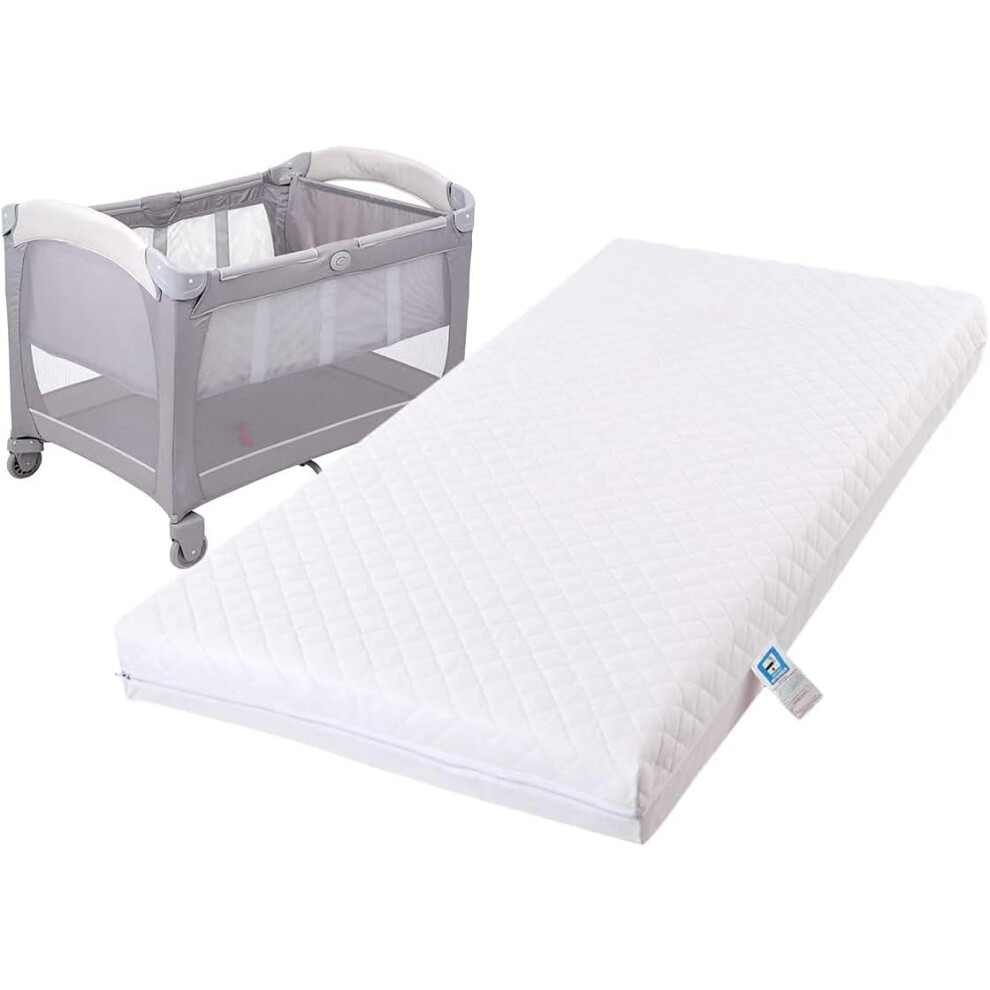 Baby Travel Cot Foam/Mattress - Extra Thick Quilted | Fits Most Graco/M&P/Babylo Deluxe/Babybj?Rn/ Cross Breathable | Anti Silver Porter And Lambert