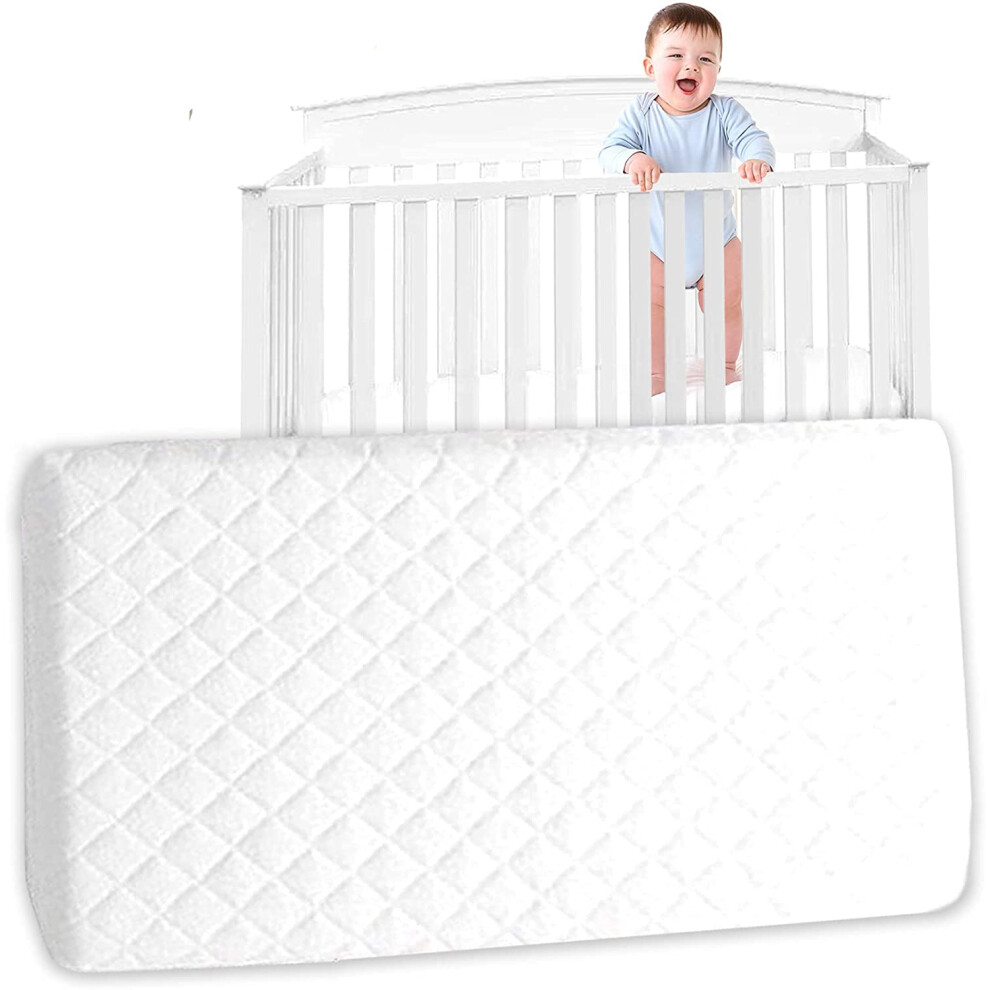 Baby Travel Cot Mattress - | Anti Allergenic Extra Thick Quilted Waterproof Cover | Fits Most Toddler Cots, Breathable (95 X 65 X 10 Cm) Brillars