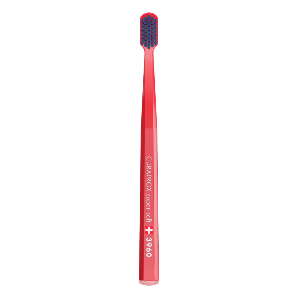Curaprox Red/Blue Cs 3960 Toothbrush Super Soft - Manual Toothbrush For Adults With 3960 Super Soft Curen Bristles
