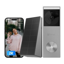 EZVIZ 2K Video Doorbell Camera No Monthly Fee with Rechargeable Solar Panel, Wireless/Wired, Colour Night Vision with Spotlight, AI Detection, 162?