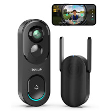 BOTSLAB 5MP Video Doorbell Camera Wireless No Monthly Fee, 1:1 Head-to-Toe with 360? View, 150-Day Battery Life, Pre-installed 32GB SD Card, 2.4G