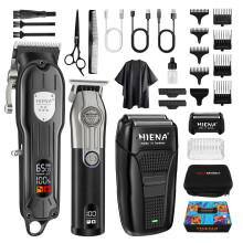 HIENA PRO Professional Hair Clippers Men Cordless Electric Beard Trimmer and Foil Shaver Set Home Hair Cutting Kit Type-C Rechargeable for Barber