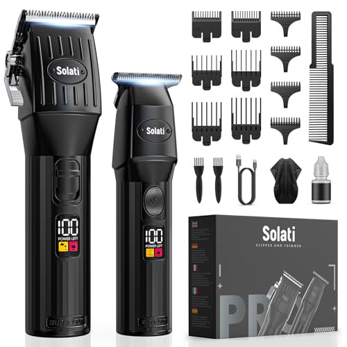Professional Hair Clippers and Beard Trimmer for Men, Cordless Hair Trimmer Barber Clippers Hair Cutting Kit Rechargeable T-Blade Shaver Haircut