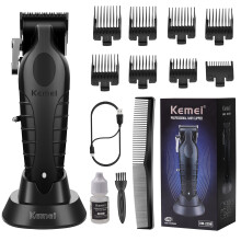 KEMEI 2296 Professional Hair Clippers for Men Cord/Cordless Hair Cutting Kits, Hair & Beard Trimmer, T Blade Barber Clippers with USB Rechargeable