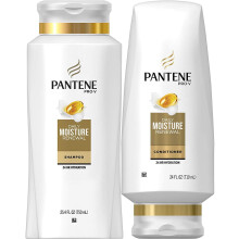 Pantene Moisturizing Shampoo 25.4 OZ and Silicon-Free Conditioner 24 OZ for Dry Hair  Daily Moisture Renewal  Bundle Pack Packaging May Vary