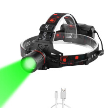 WESLITE Green Light Head Torch, Green LED Headlamp with Green Light Headlight High Lumens & Zoomable 3 Modes USB Rechargeable Head Torch Green for