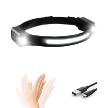 humpun LED Head Torch Rechargeable, 1200LM LED Headband Torch, 2 Spot Light, 12 Hours Runtime 5 Lighting Modes, Lightweight Headlight with Motion