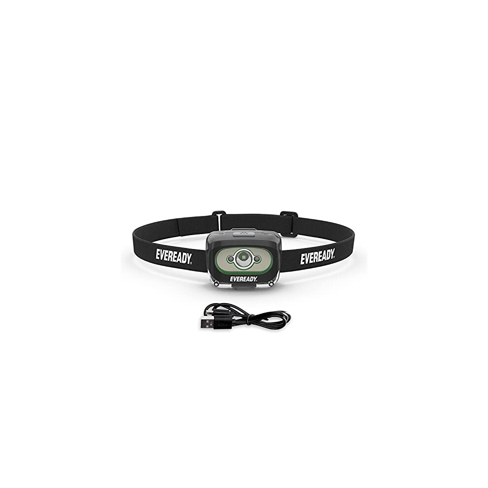 Eveready Rechargeable LED Head Torch, Bright Headlamp, Water Resistant and Shatterproof, Ideal for Work, Camping, Running and the Outdoor Lights, USB
