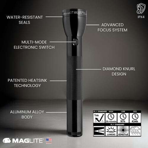 Maglite Mag-Lite ML300L 4D LED Torch Flashlight Black ML300L-S4015 2