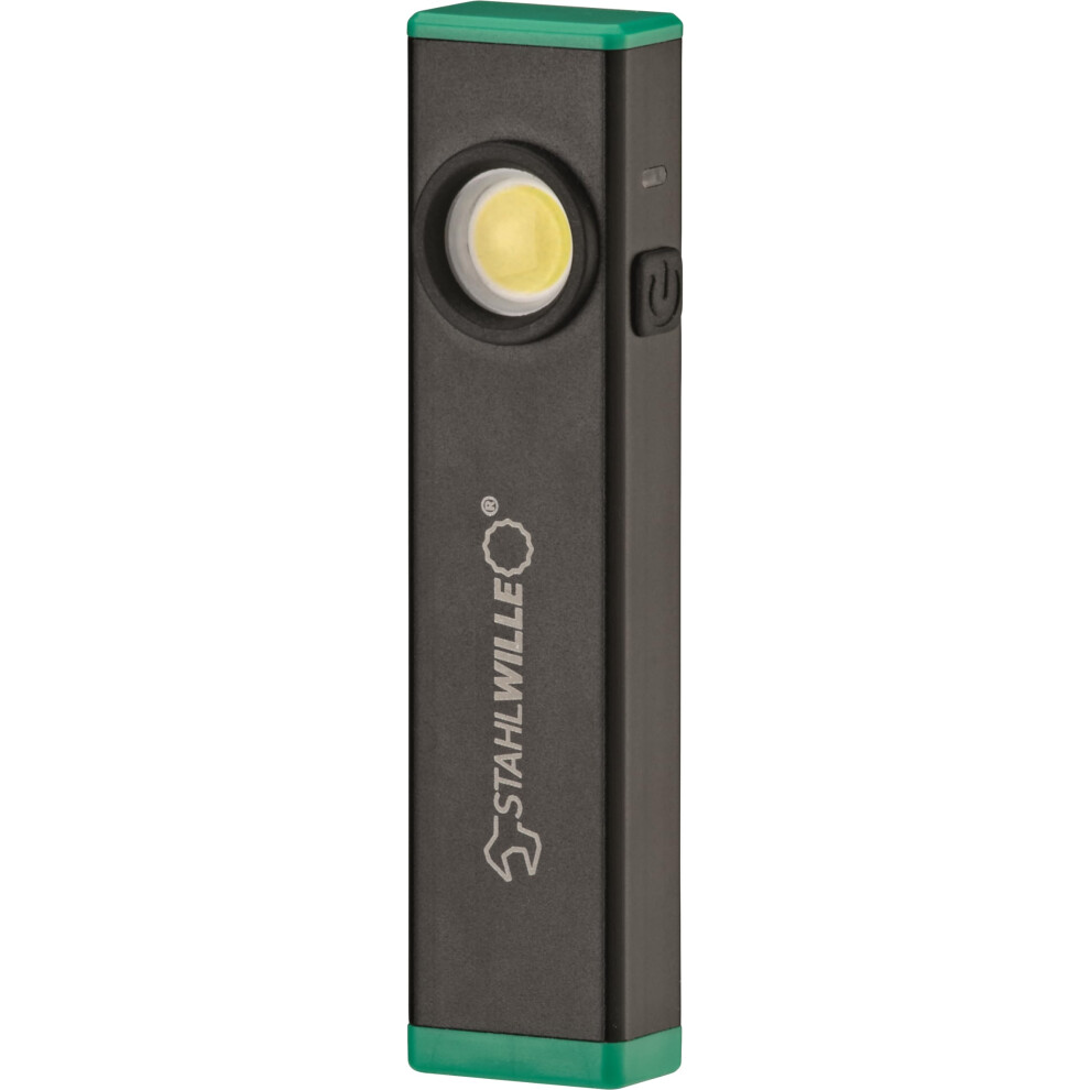 STAHLWILLE Mini LED Work Light 13134 with Retaining Clip and Magnet, up to 500 Lumen, 3 Hours Light Time, Integrated Battery, USB-C Torch, Black