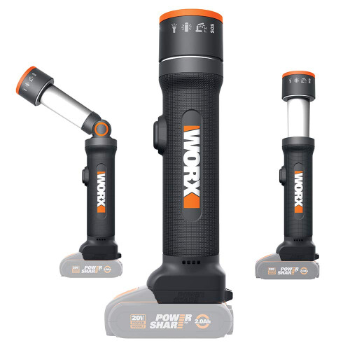 WORX WORX Linterna funciones WX027.9 ? LED Flashlight 4 Functions 20V S/bat, Black/White